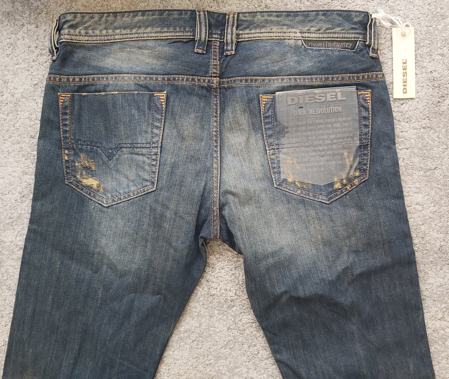 Diesel Herren Jeans Safado 0608C Dunkelblau Straight Vintage Look Baumwolle Neu