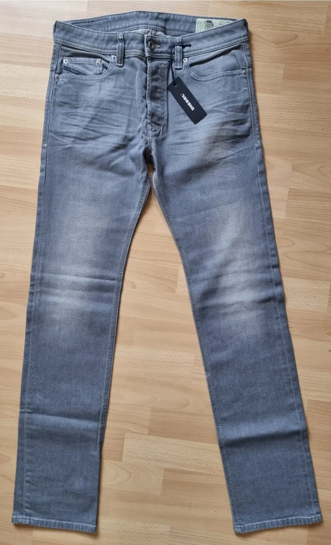 Diesel Herren Jeans Safado R39N8 Grau Straight Used Look Stretch Neu