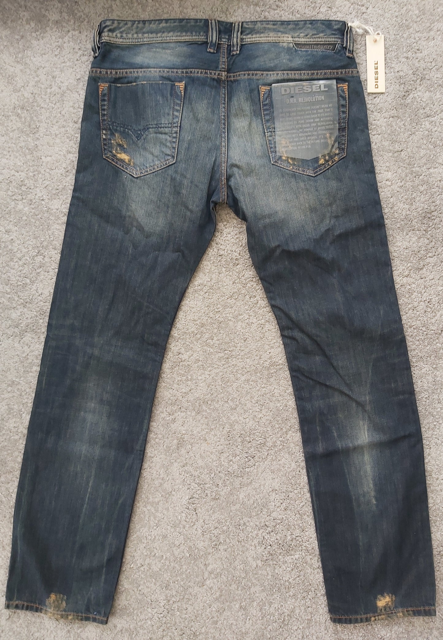 Diesel Herren Jeans Safado 0608C Dunkelblau Straight Vintage Look Baumwolle Neu