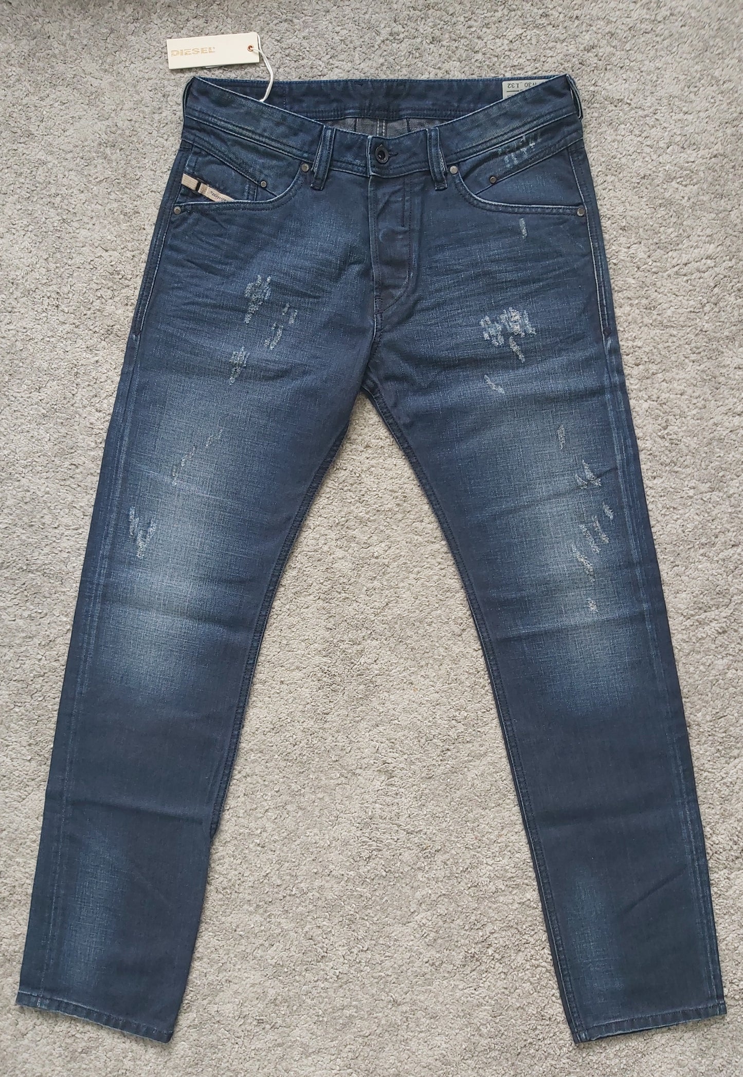 Diesel Herren Jeans Belther 0R28T Blau Regular Slim Tapered Stretch Neu