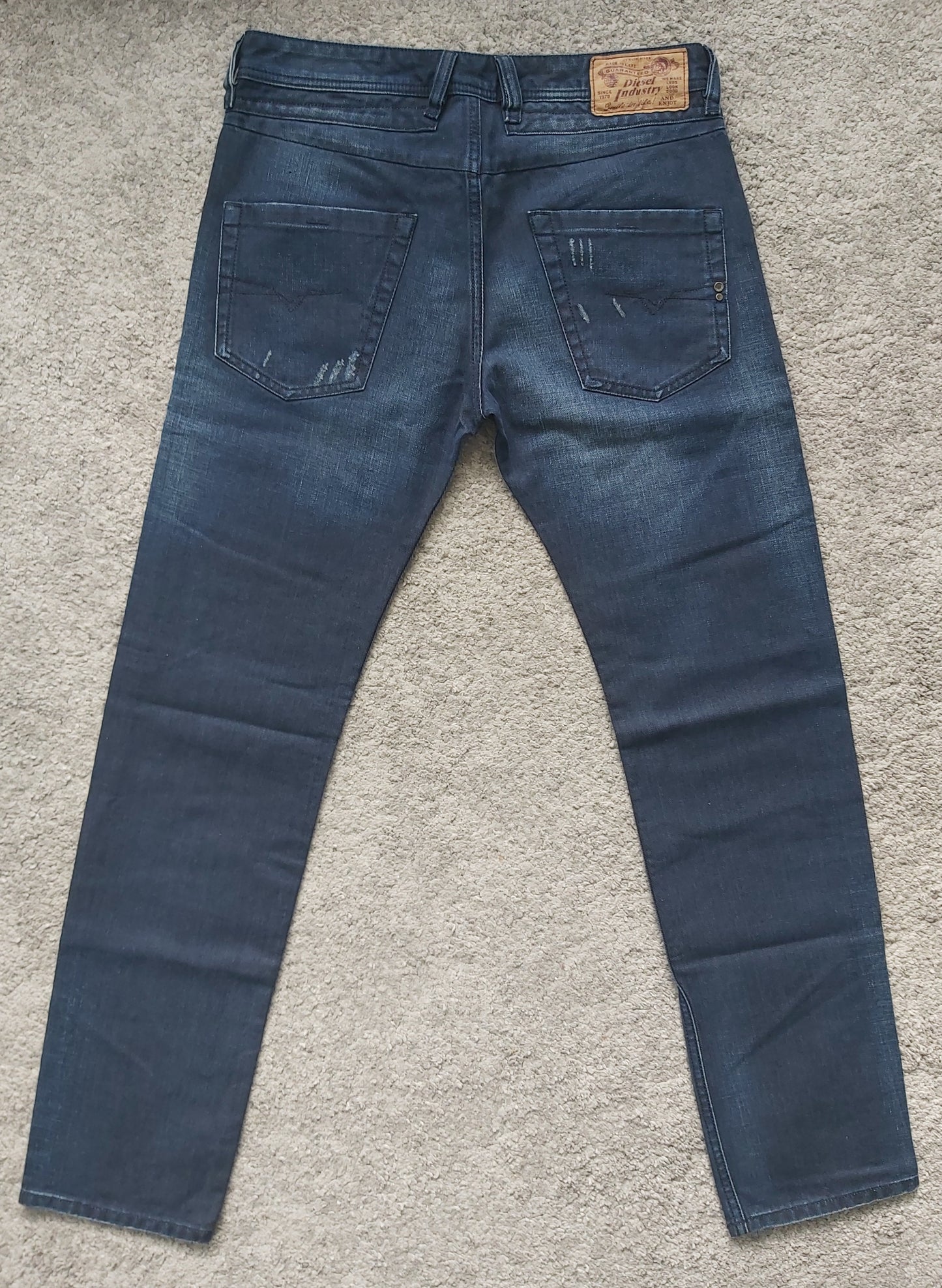 Diesel Herren Jeans Belther 0R28T Blau Regular Slim Tapered Stretch Neu