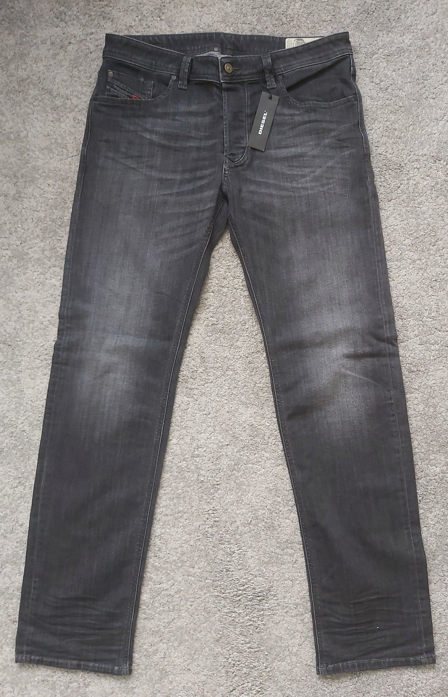 Diesel Herren Jeans Larkee 087AM Dunkelgrau Schwarz Regular Straight Neu