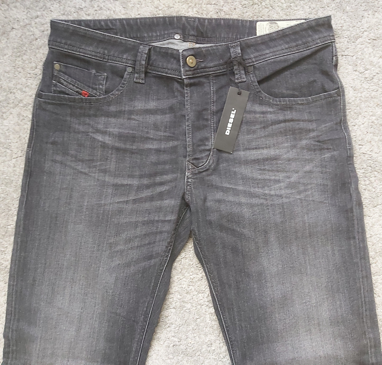 Diesel Herren Jeans Larkee 087AM Dunkelgrau Schwarz Regular Straight Neu