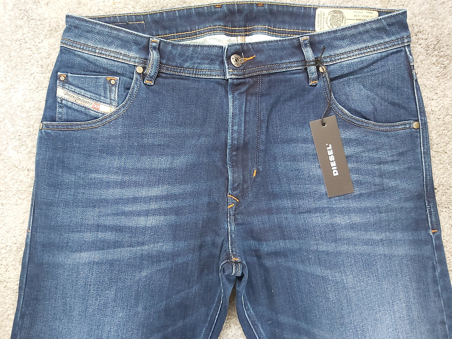 Diesel Herren Jeans Krayver R86L0 Blau Regular Slim Carrot Stretch Neu