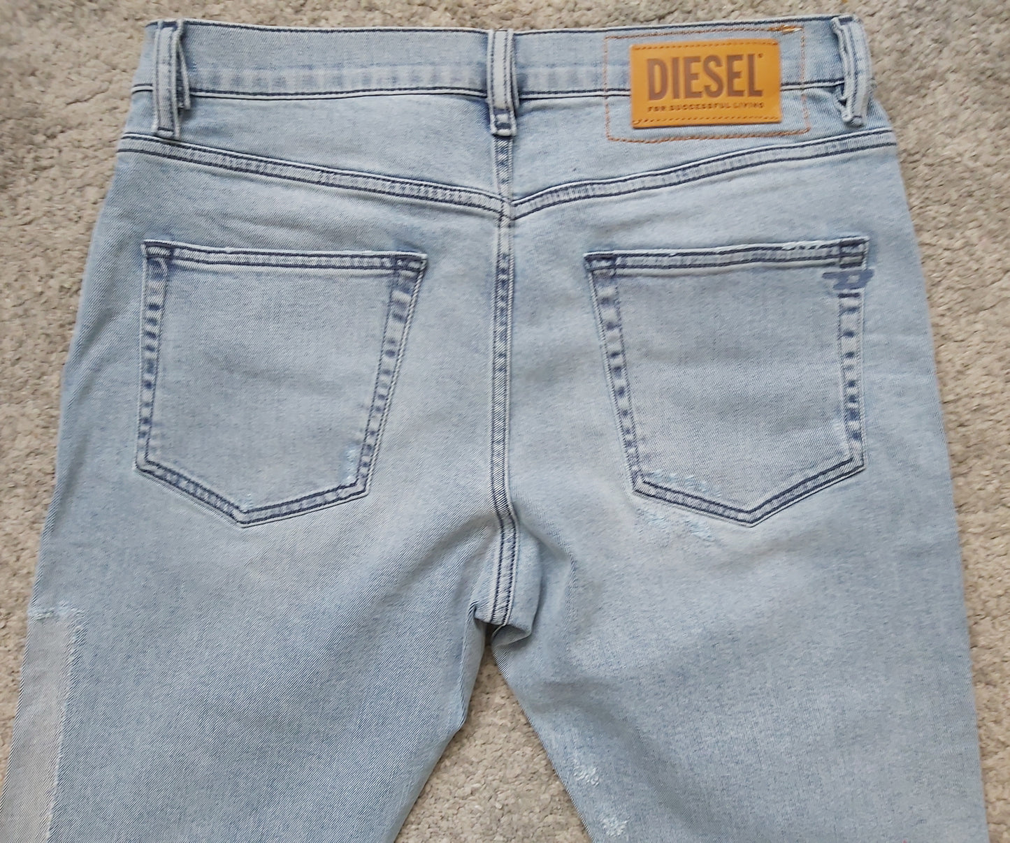 Diesel Herren Jeans D-Strukt 0098P Blau Tapered Vintage Used Look Neu