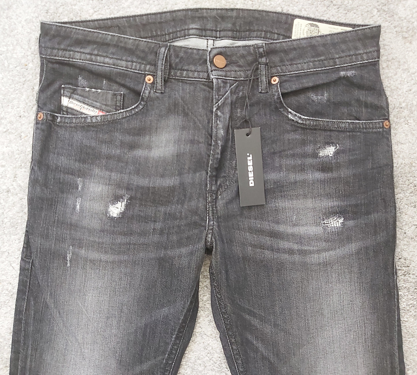 Diesel Herren Jeans Thommer-X 0095R Schwarz Vintage Used Look Stretch Neu