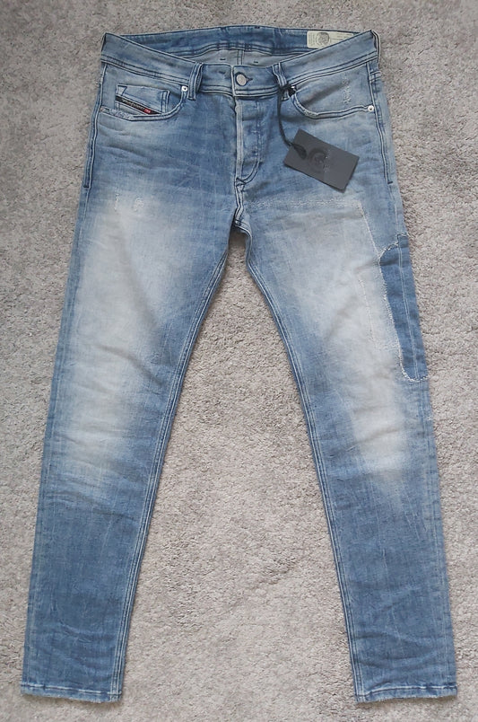 Diesel Herren Jeans Sleenker-X 0098D Blau Vintage Look Slim Skinny Stretch Neu