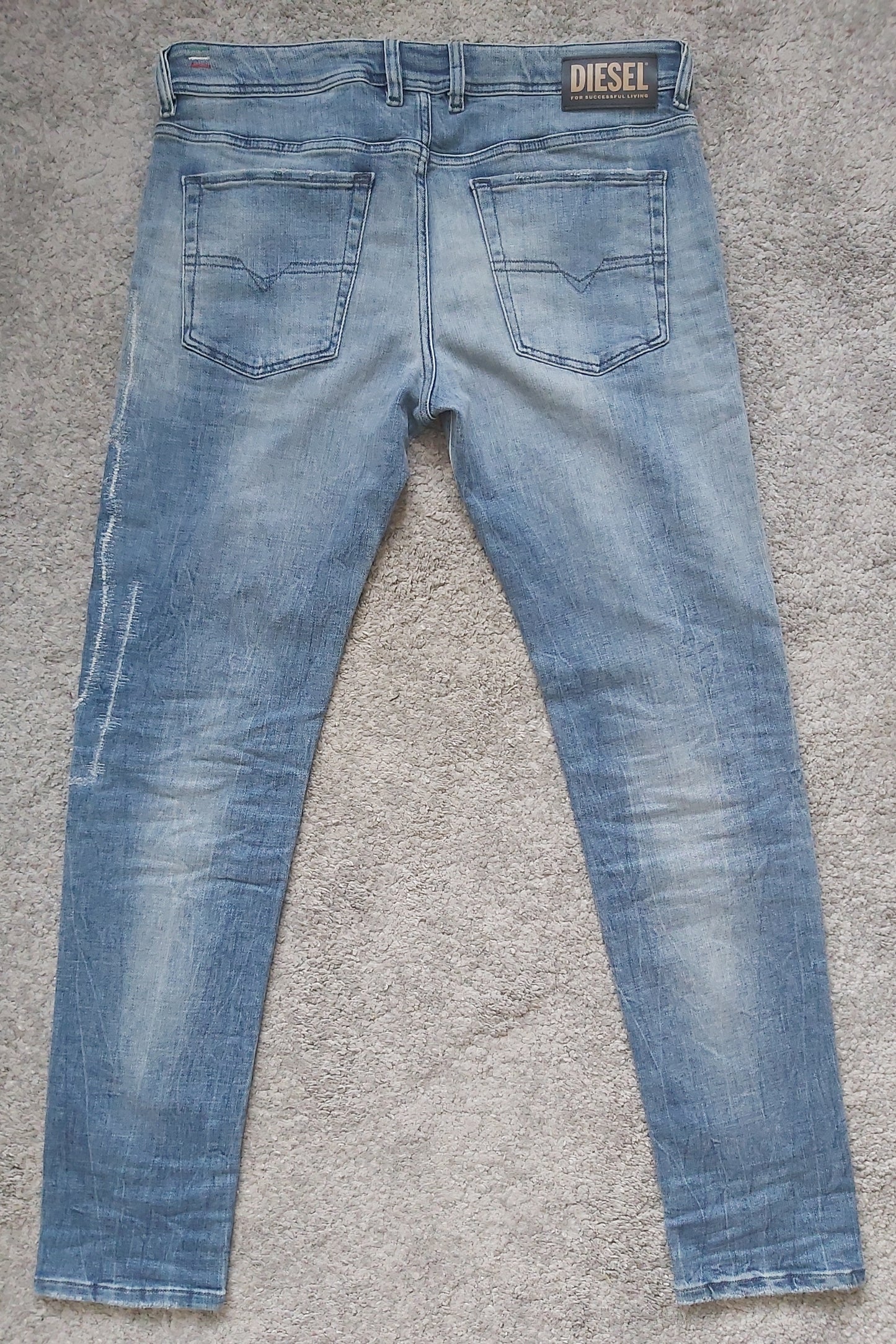 Diesel Herren Jeans Sleenker-X 0098D Blau Vintage Look Slim Skinny Stretch Neu