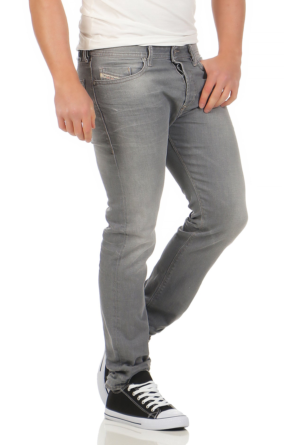 Diesel Herren Jeans Tepphar 0853T Grau Slim Carrot Stretch Neu