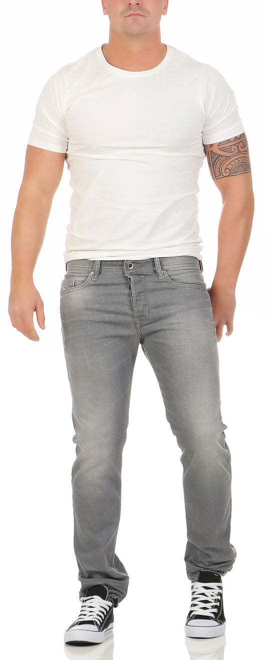 Diesel Herren Jeans Tepphar 0853T Grau Slim Carrot Stretch Neu